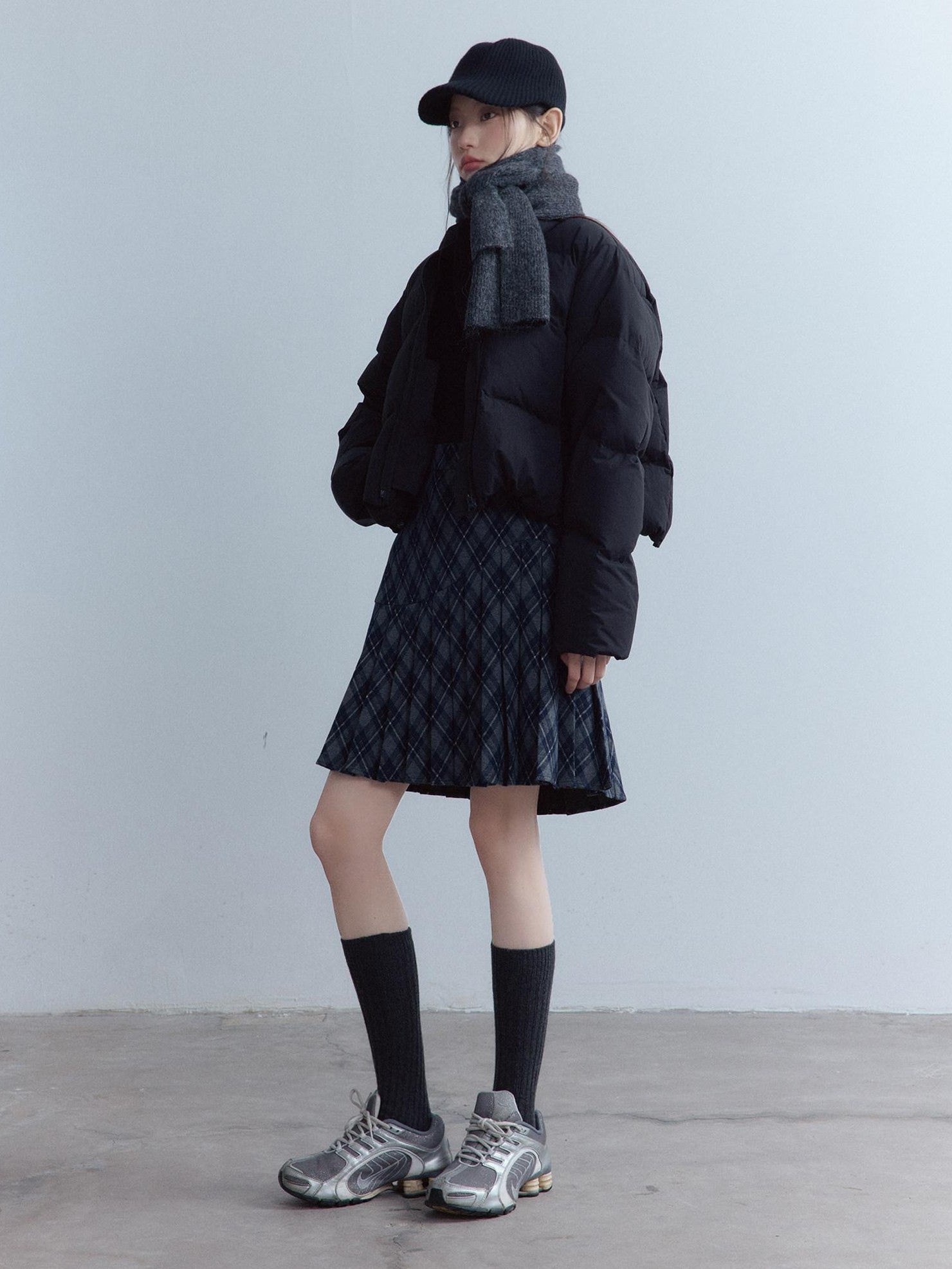 FUSSED Tartan Asymmetric Hand Pressed Pleats Women&