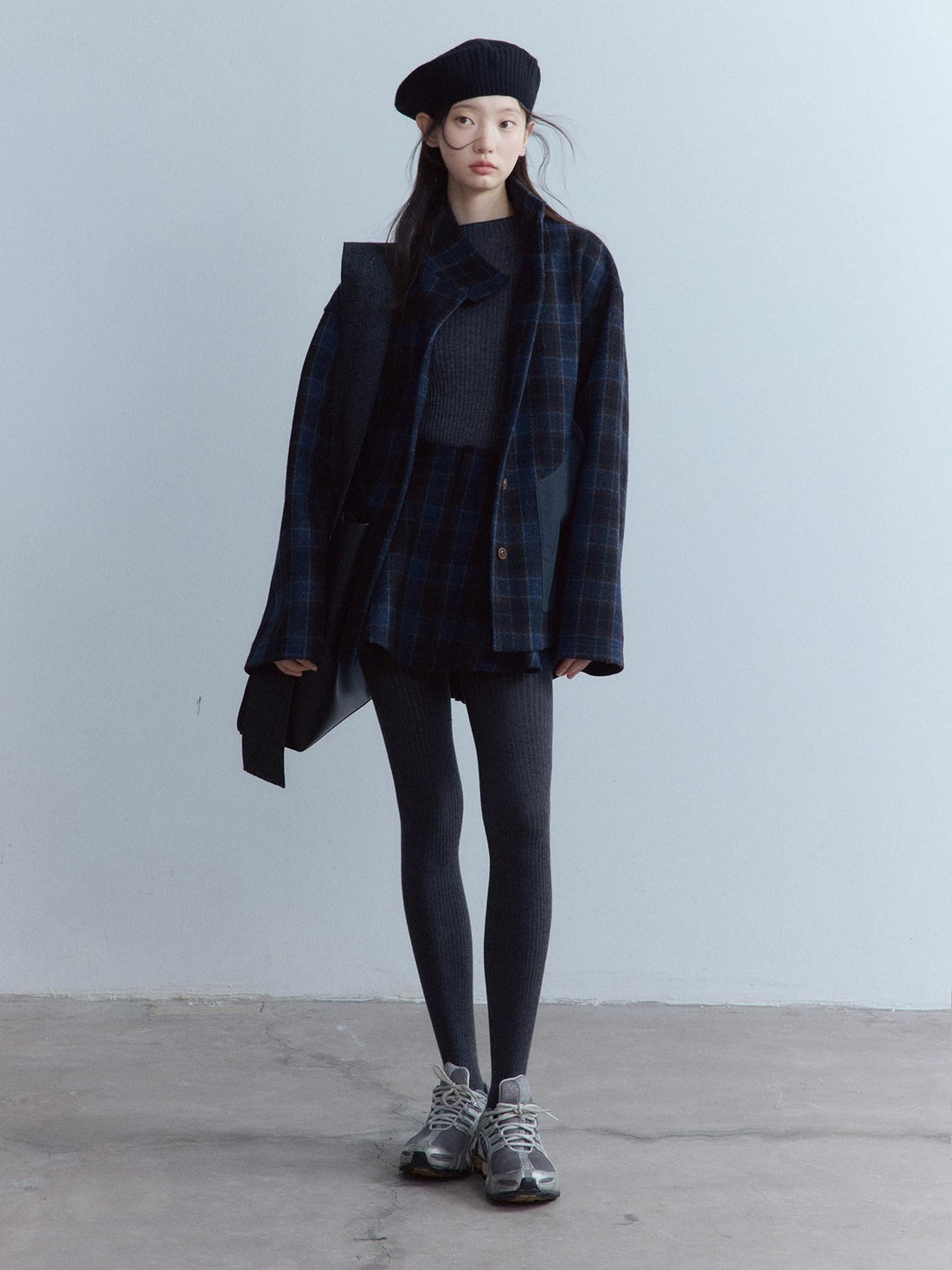 FUSSED Tartan Patchwork Double Layer Women&