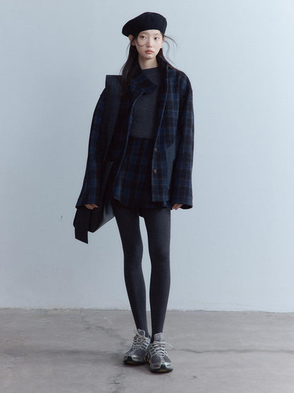FUSSED Tartan Patchwork Double Layer Women&