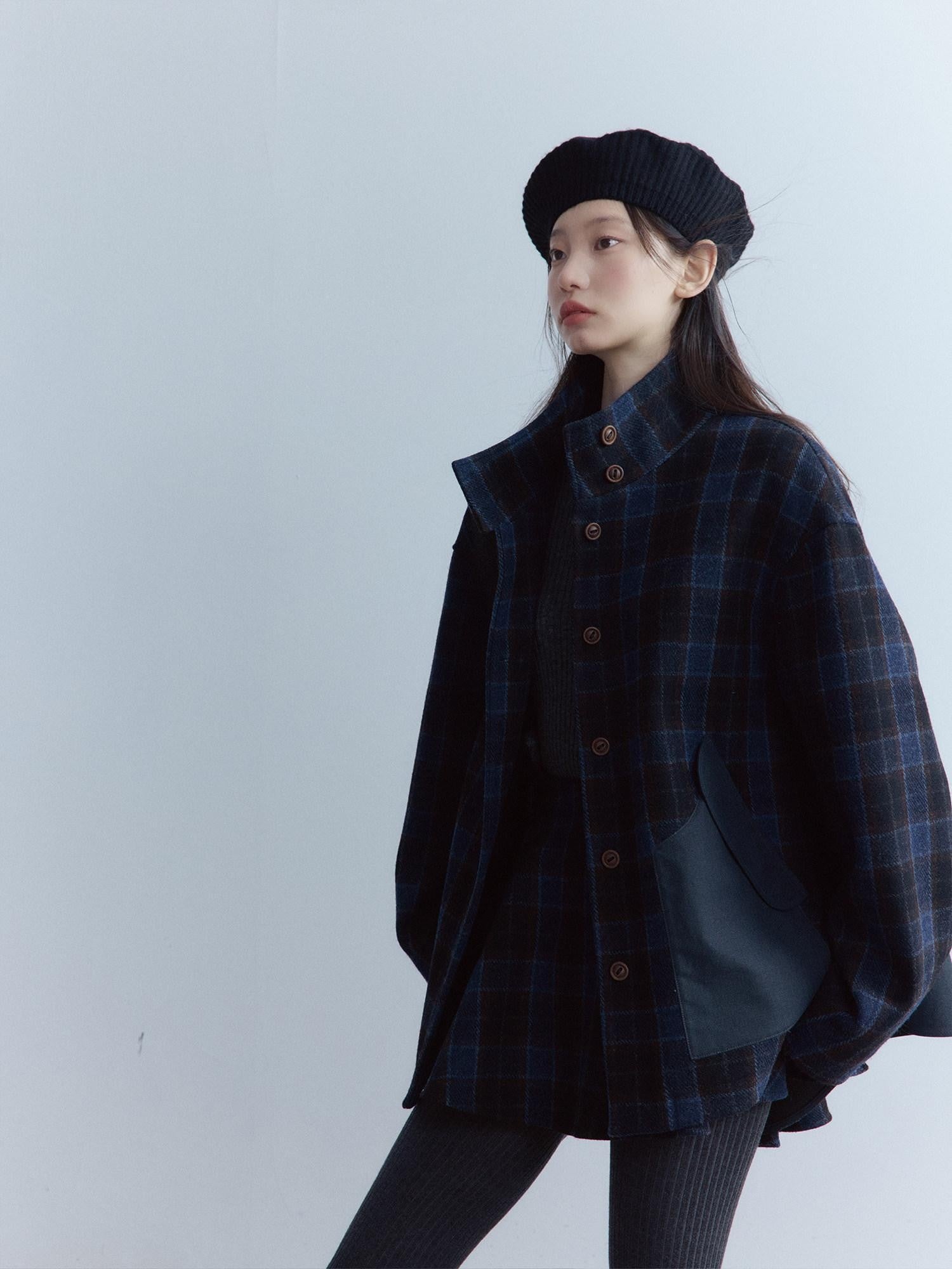 FUSSED Tartan Patchwork Double Layer Women&