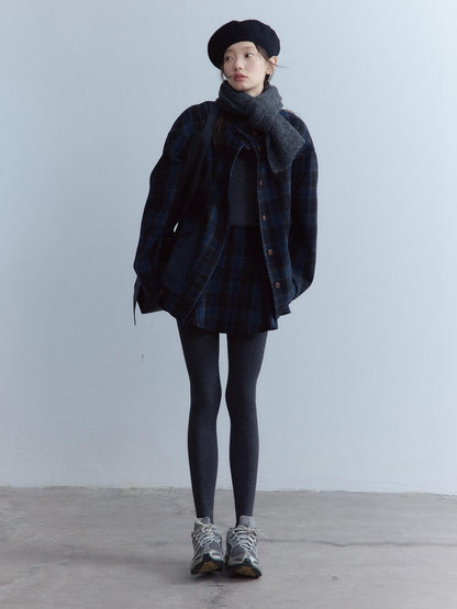 FUSSED Tartan Patchwork Double Layer Women&
