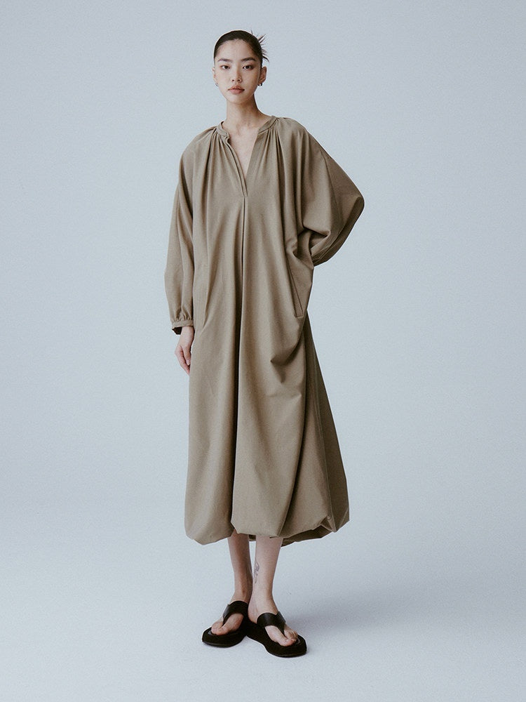 FUSSED_Tea_Brown_Batwing_Sleeve_V-neck_Women&