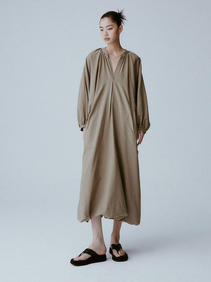 FUSSED Tea Brown Batwing Sleeve V-neck Women&