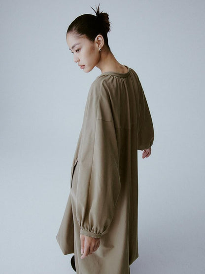 FUSSED Tea Brown Batwing Sleeve V-neck Women&