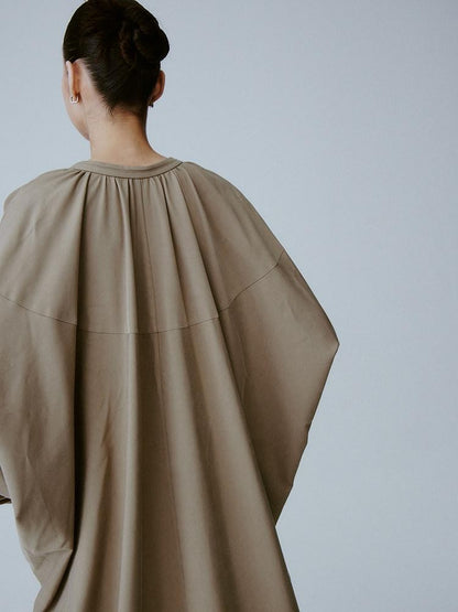 FUSSED Tea Brown Batwing Sleeve V-neck Women&