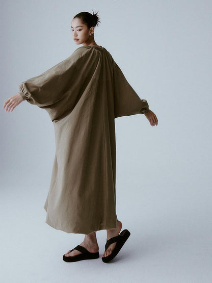 FUSSED Tea Brown Batwing Sleeve V-neck Women&