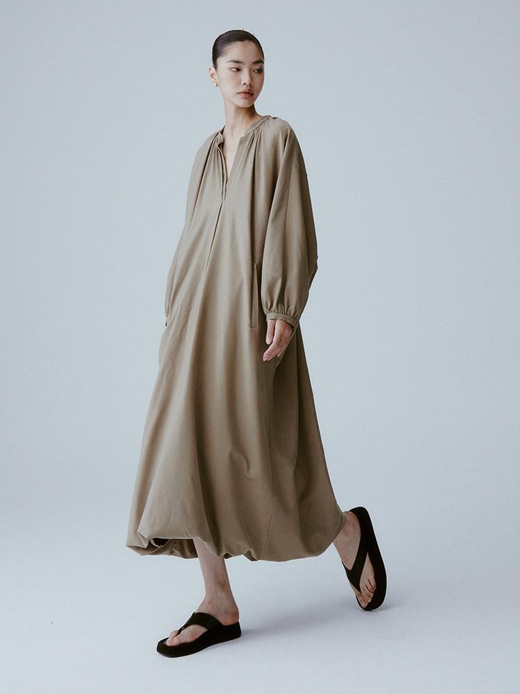 FUSSED Tea Brown Batwing Sleeve V-neck Women&