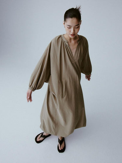 FUSSED Tea Brown Batwing Sleeve V-neck Women&