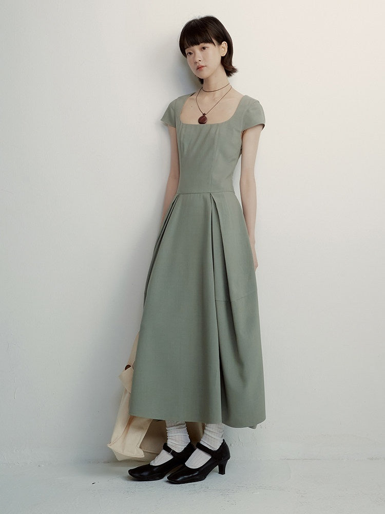 FUSSED_Tea_Color_Hand_Pleated_Cocoon_Square_Neck_Women&
