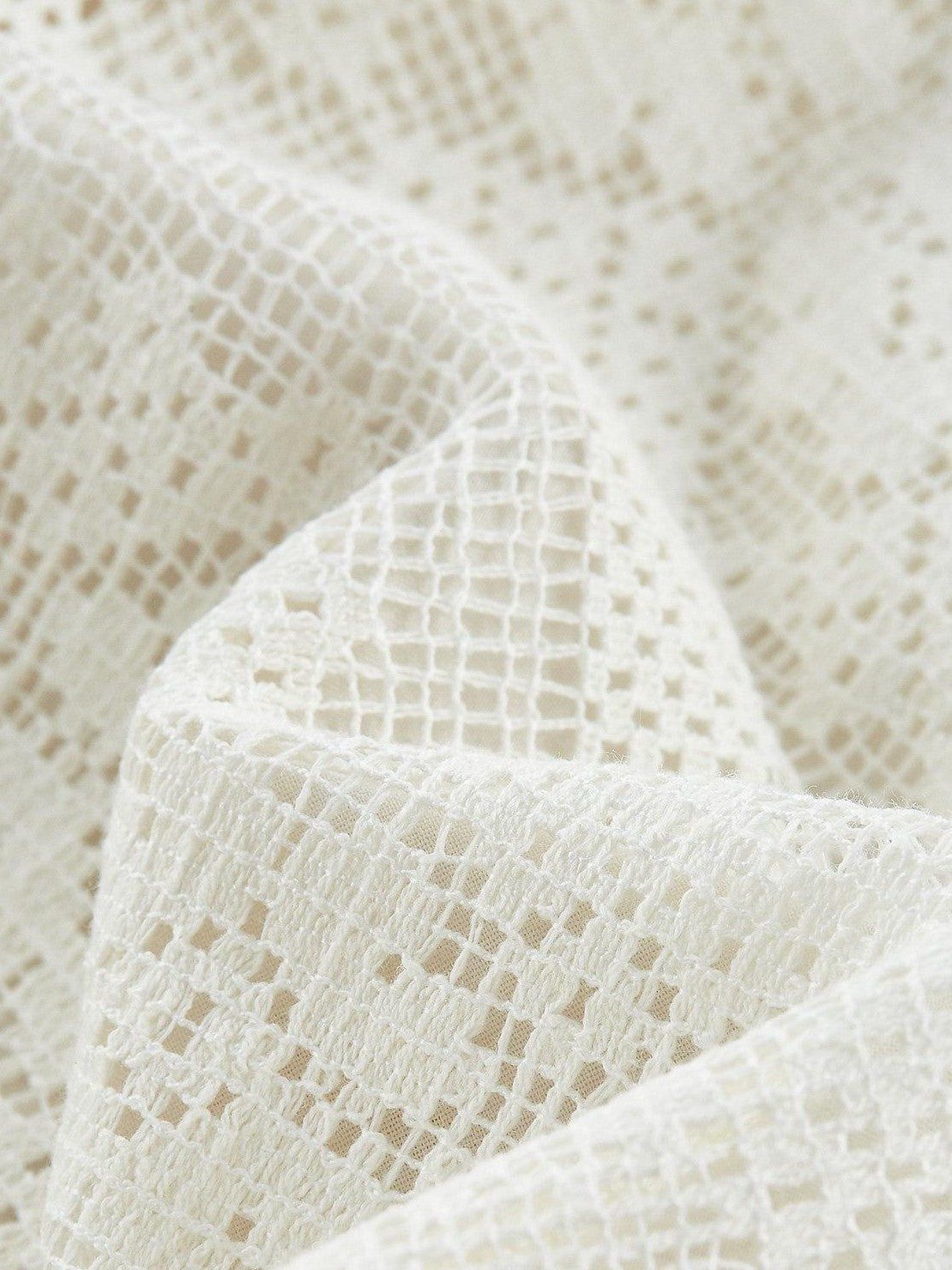 FUSSED Tea White Lace Jacquard Layered Pleated Women&
