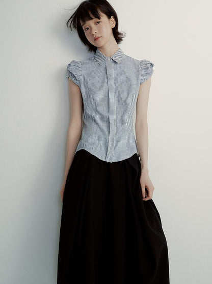 FUSSED Tencel Black Cocoon Midi Skirt With Pleats Draping