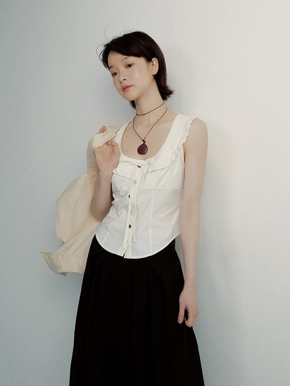 FUSSED Tencel Black Cocoon Midi Skirt With Pleats Draping