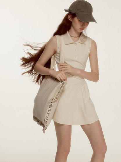 FUSSED Tennis Bow Embroidered Mockneck Dress