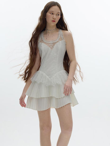 FUSSED Tennis Lace Ruffle Dress Vintage Inspired Short Wedding Dress