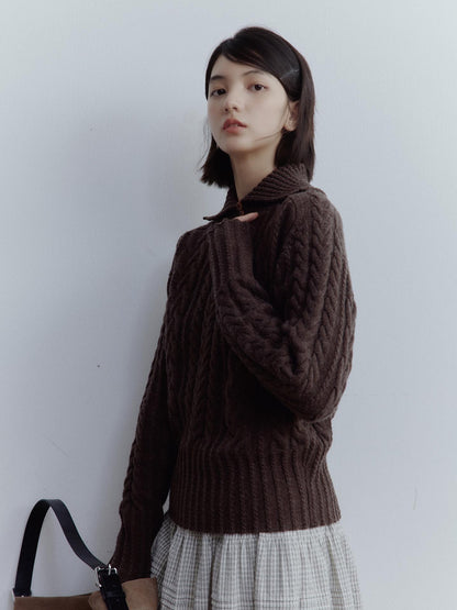 FUSSED Textured Cable Knit Sweater In Hazelnut Brown