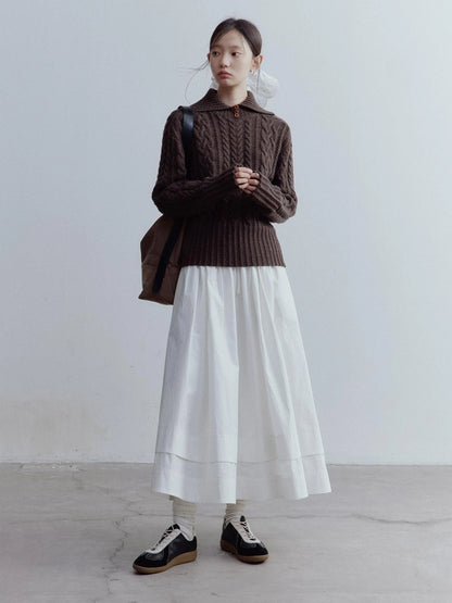 Textured Cable Knit Sweater In Hazelnut Brown