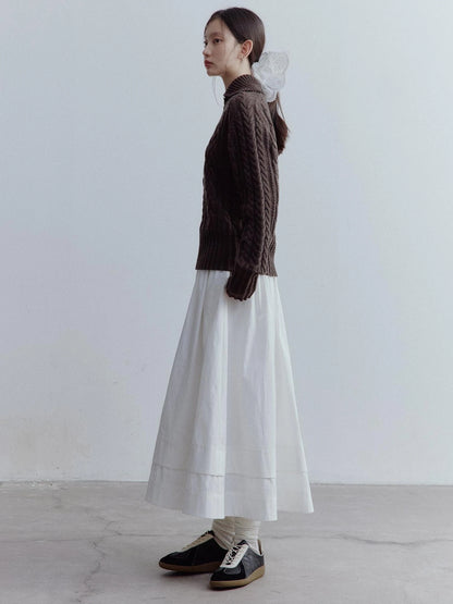 Textured Cable Knit Sweater In Hazelnut Brown