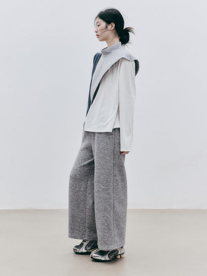 FUSSED Textured Color Block Knit Stand Collar Women&