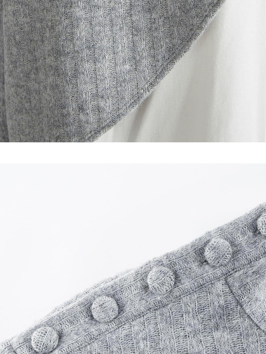 FUSSED Textured Color Block Knit Stand Collar Women&