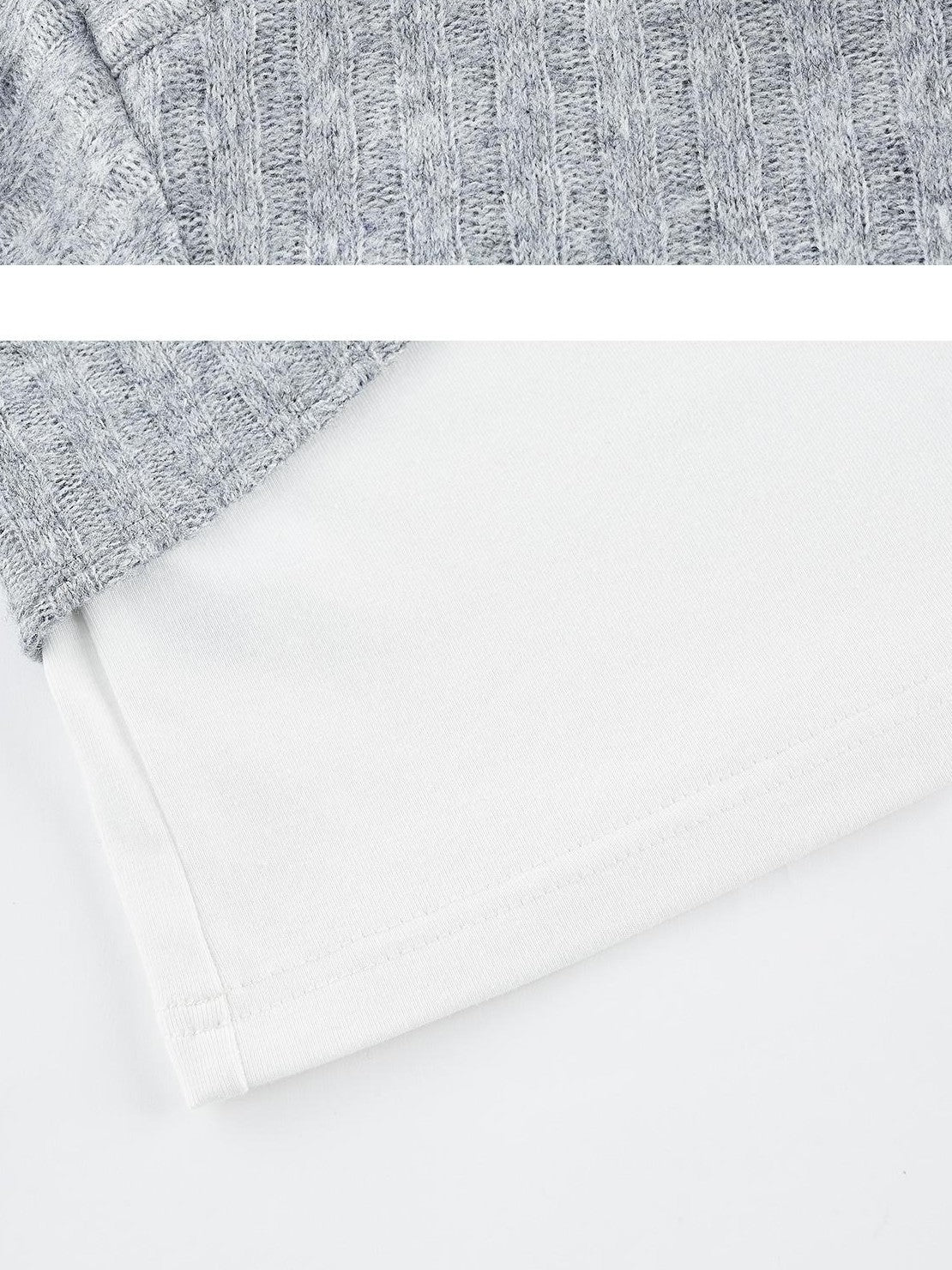 FUSSED Textured Color Block Knit Stand Collar Women&