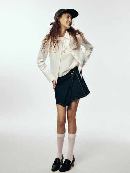 FUSSED Textured Corduroy Slim Fit Utility Shirt In Soft White
