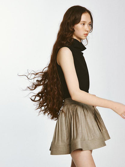 FUSSED Textured Pleated Midi Skirt Misty Brown