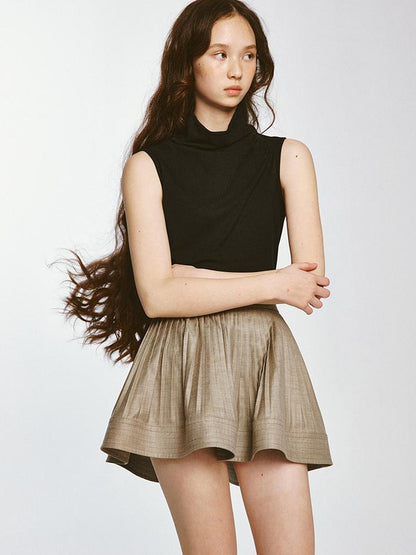 FUSSED Textured Pleated Midi Skirt Misty Brown