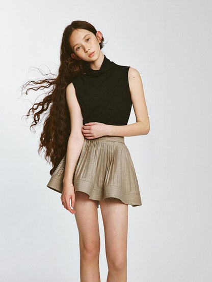 FUSSED Textured Pleated Midi Skirt Misty Brown