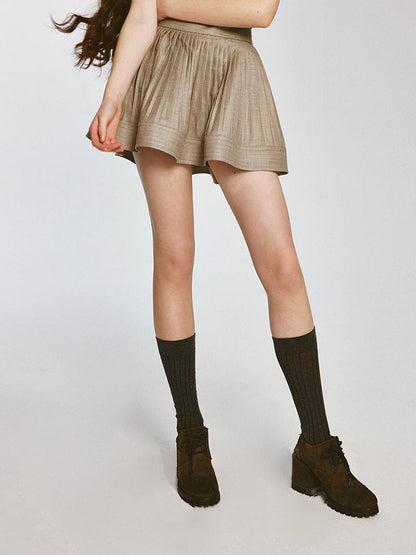 FUSSED Textured Pleated Midi Skirt Misty Brown