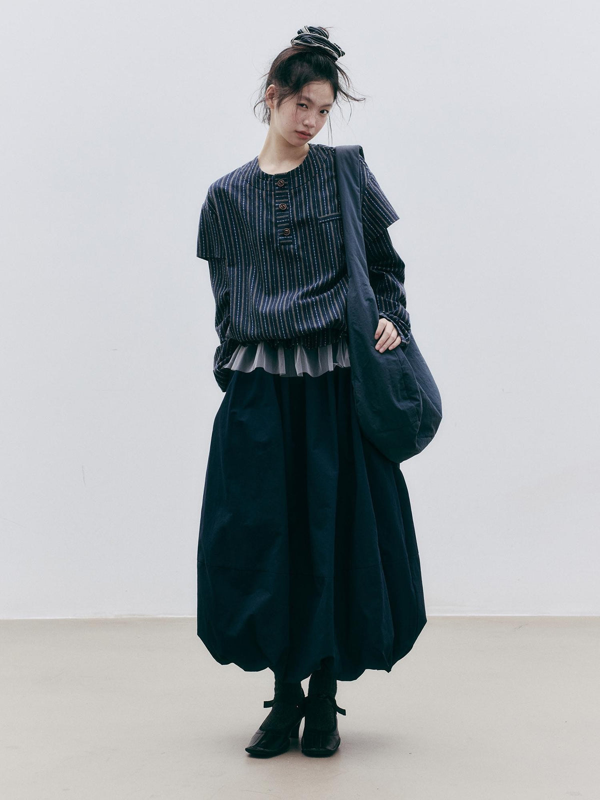 FUSSED Textured Tiered Ruffle Bubble Hem Cotton Women&
