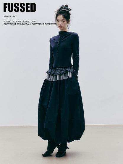 FUSSED Textured Tiered Ruffle Bubble Hem Cotton Women&