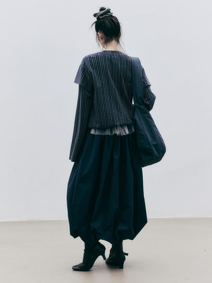 FUSSED Textured Tiered Ruffle Bubble Hem Cotton Women&