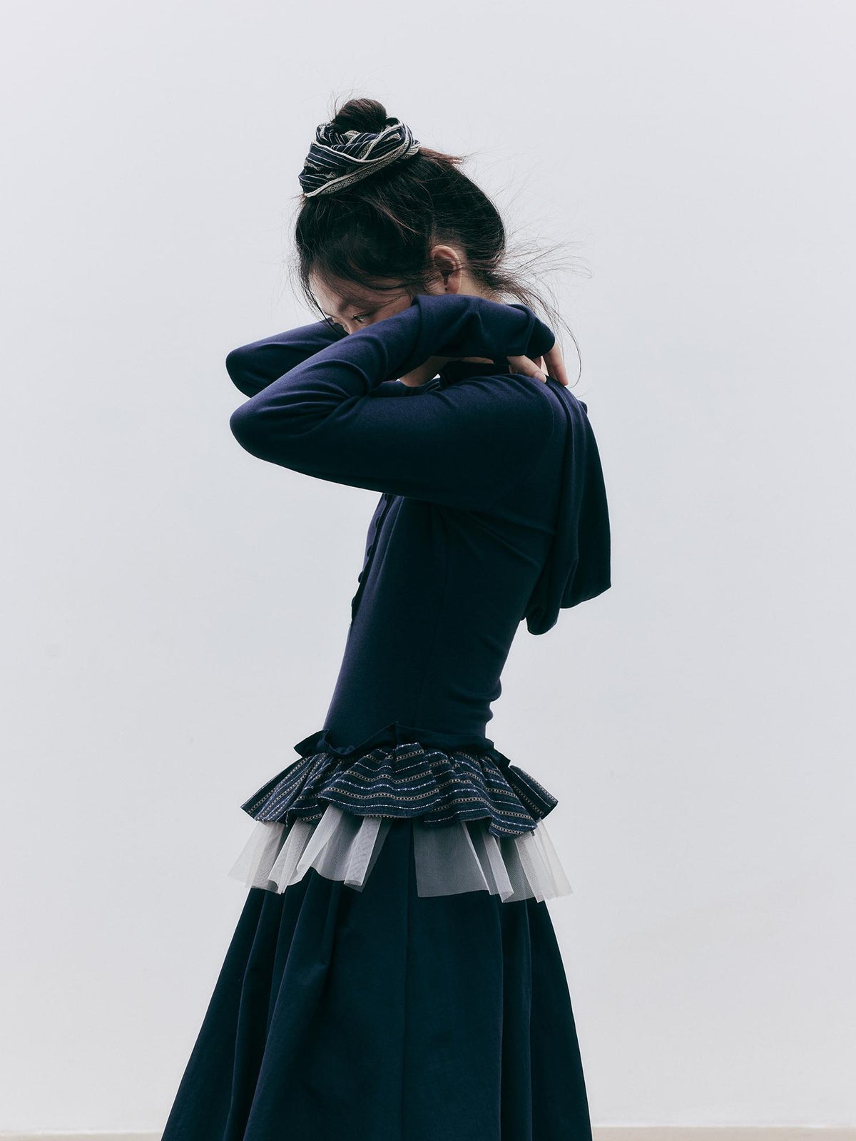 FUSSED Textured Tiered Ruffle Bubble Hem Cotton Women&