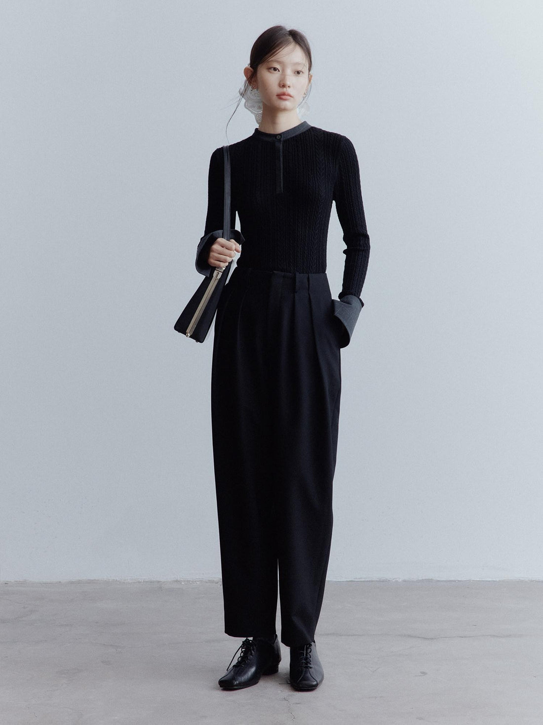 FUSSED Thermal Slim Low Rise Straight Leg Commuter For Women Black Pants