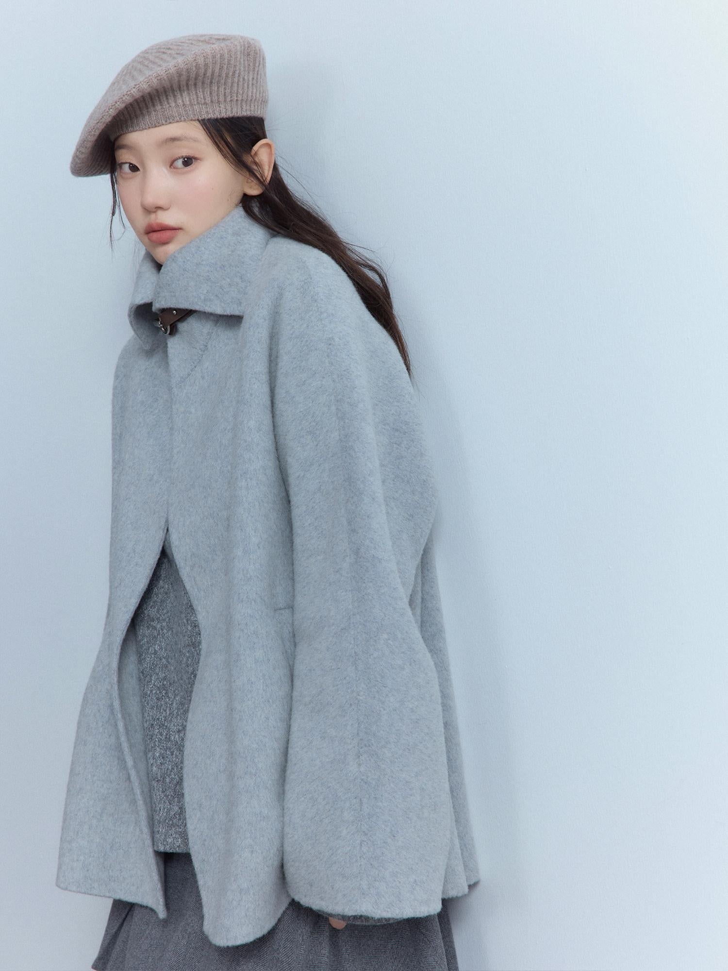 FUSSED Thick Loose Cute Collegiate Turn Down Collar One Button Youth Dawn Gray Jacket