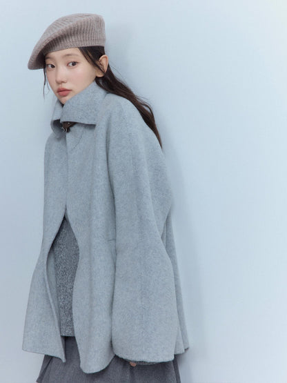 FUSSED Thick Loose Cute Collegiate Turn Down Collar One Button Youth Dawn Gray Jacket