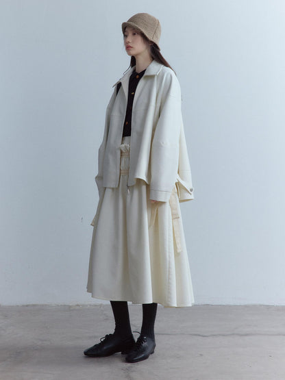 FUSSED Thick Oversized Utility Pocket Zip Casual Women Oatmeal White Jacket