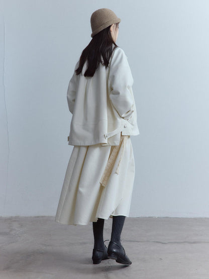 FUSSED Thick Oversized Utility Pocket Zip Casual Women Oatmeal White Jacket