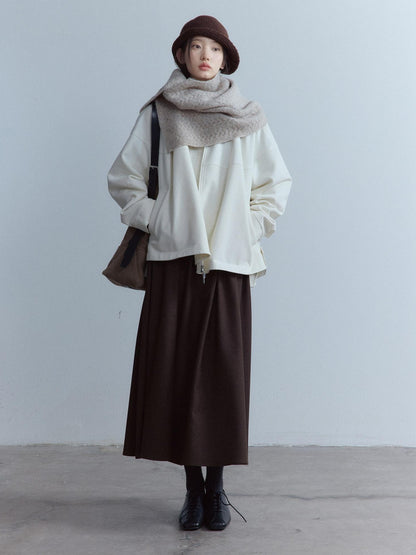 FUSSED Thick Oversized Utility Pocket Zip Casual Women Oatmeal White Jacket