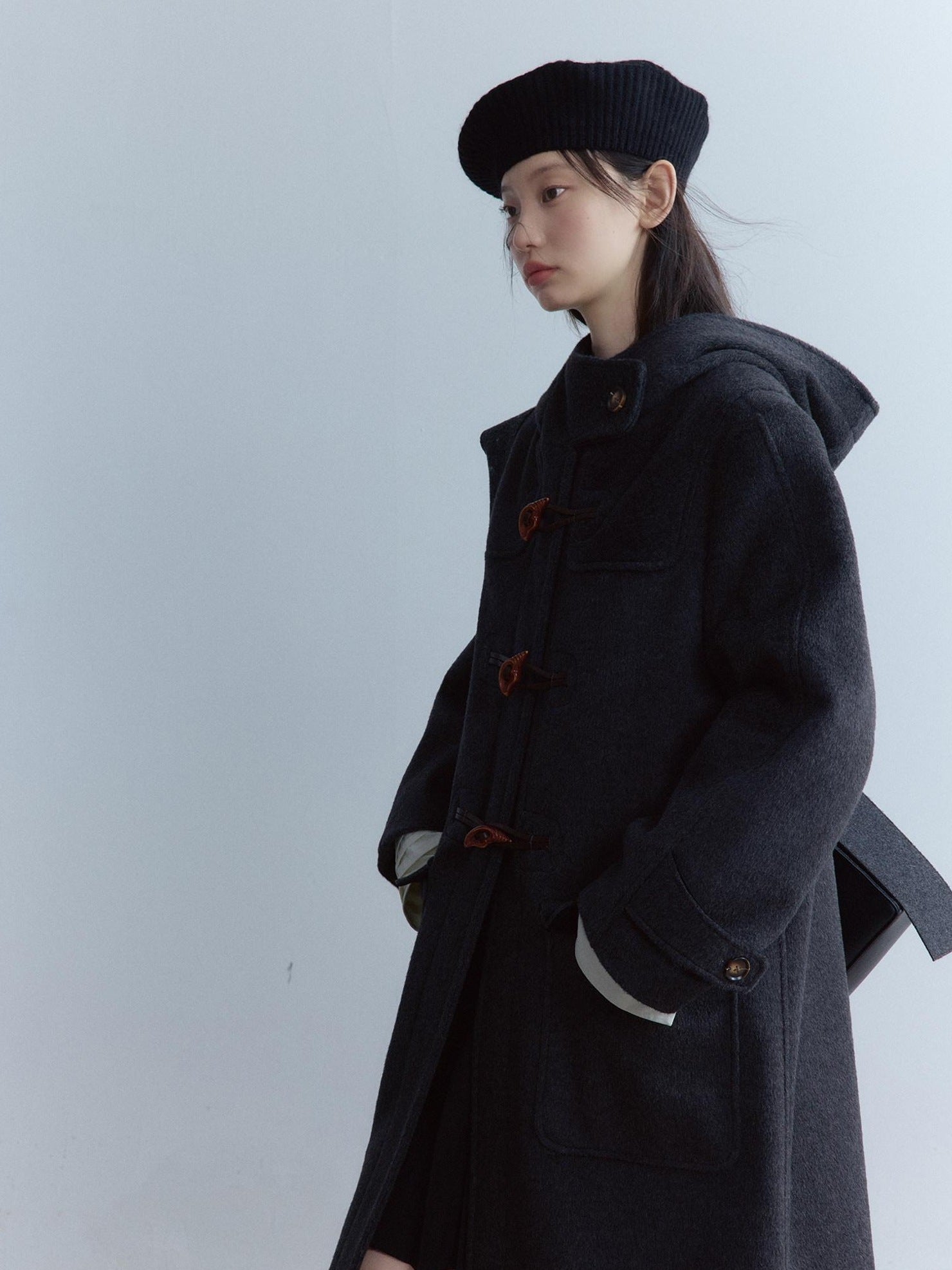 FUSSED Thick Pure Wool Oversized Cute Collegiate Unisex Long Toggle Closure Coat