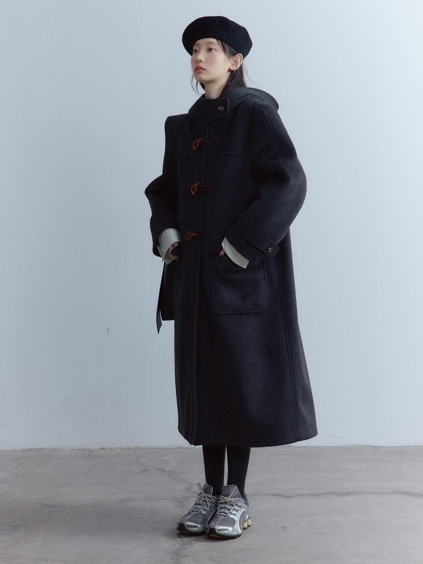 FUSSED Thick Pure Wool Oversized Cute Collegiate Unisex Long Toggle Closure Coat