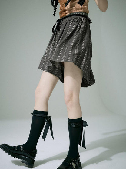 FUSSED Tie Waist Original Wide Leg For Women Natural Waist Striped Shorts