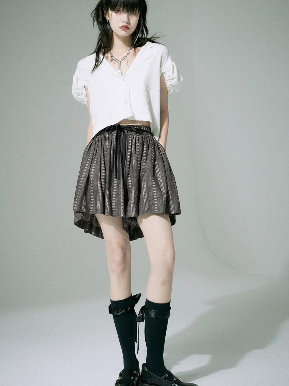 FUSSED Tie Waist Original Wide Leg For Women Natural Waist Striped Shorts