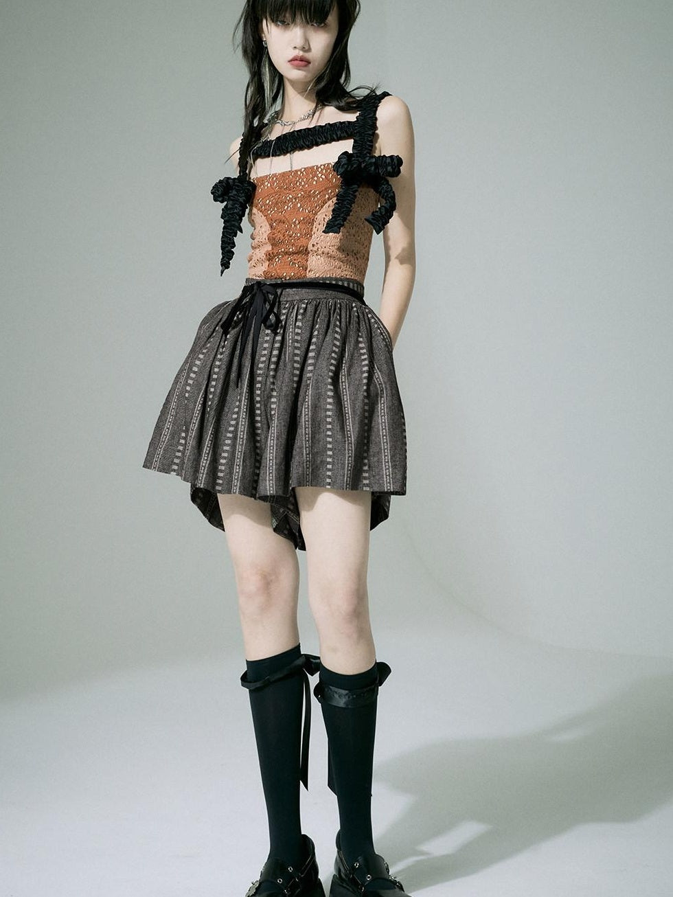 FUSSED Tie Waist Original Wide Leg For Women Natural Waist Striped Shorts