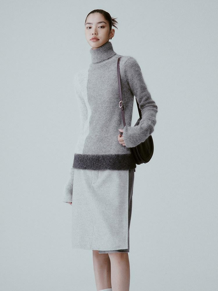 FUSSED Tranquil Gray Panelled Velvety Minimal Women&