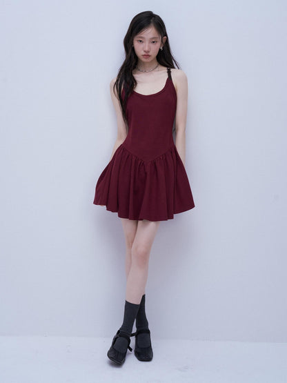FUSSED Tri Color Leather Splice Ruching Low Waist Women&