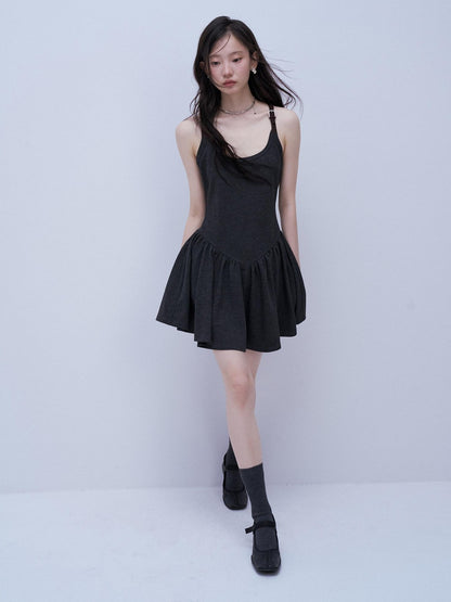 FUSSED Tri Color Leather Splice Ruching Low Waist Women&