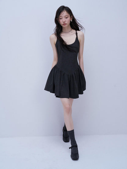 FUSSED Tri Color Leather Splice Ruching Low Waist Women&