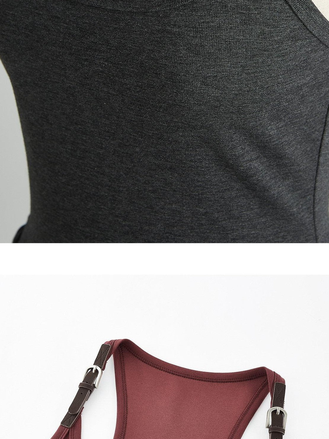 FUSSED Tri Color Leather Splice Ruching Low Waist Women&