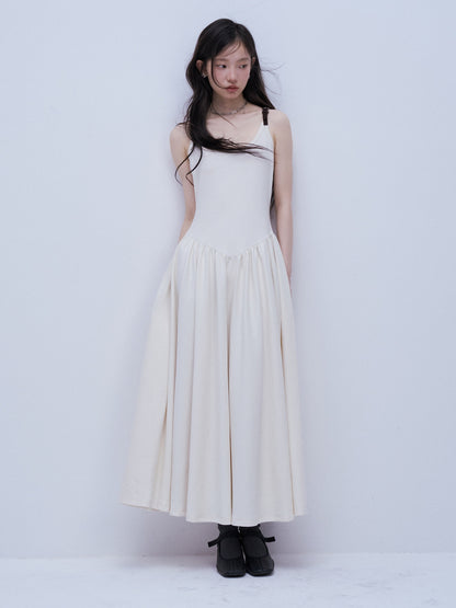 FUSSED_Tricolor_Leather_Buckle_Splice_Shirred_Waist_Women&